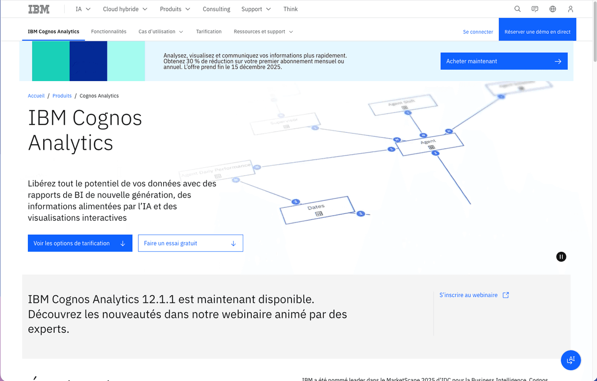 Plateforme IBM Cognos Analytics pour le BI enterprise
