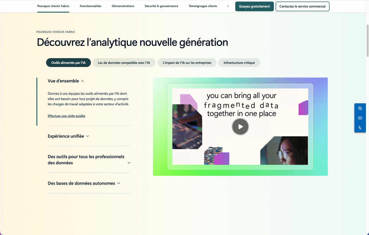 Plateforme Microsoft Fabric pour l'analytics unifie