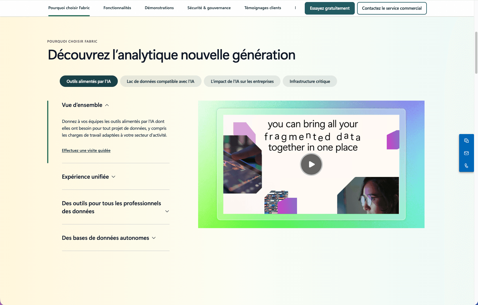Plateforme Microsoft Fabric pour l'analytics unifié