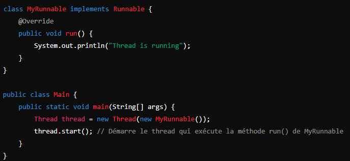 Création d’un Thread avec l'Interface Runnable